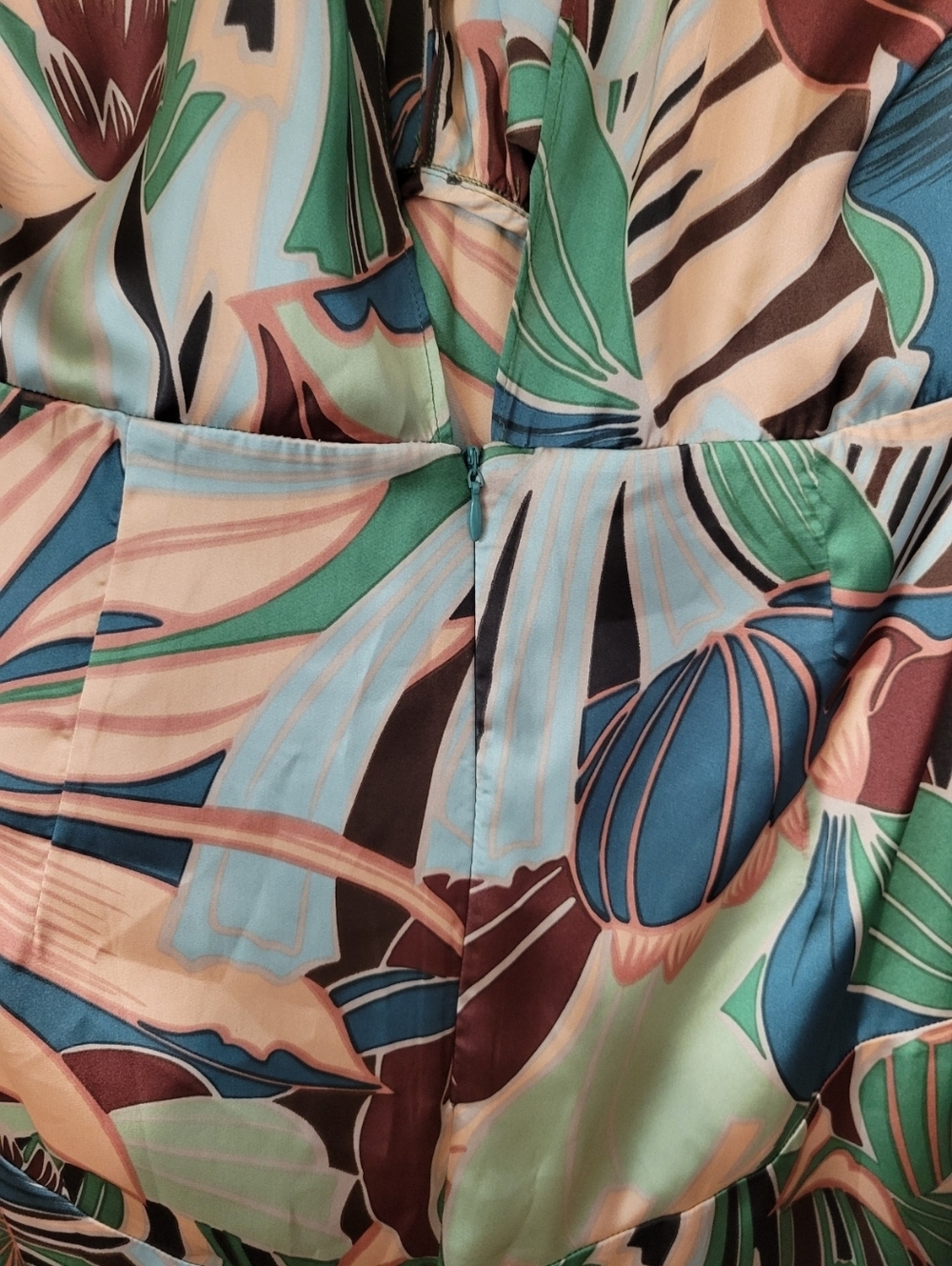 NWT- Mango Green and Teal Tropical Halter Maxi Dress - Picture 11 of 13